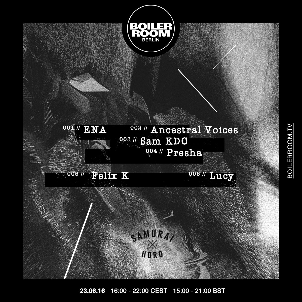 Flyer for event Boiler Room Berlin Studio: Samurai Horo.