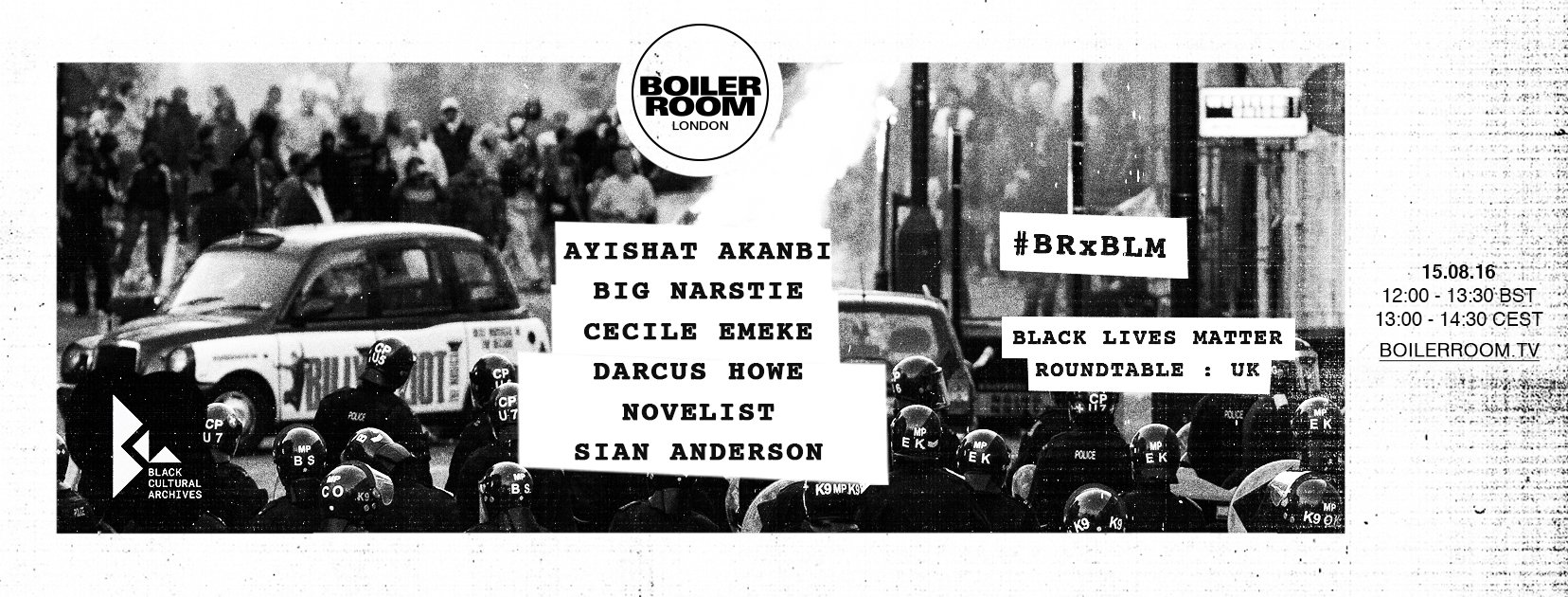 Flyer for event UK: Black Lives Matter — Live Roundtable.