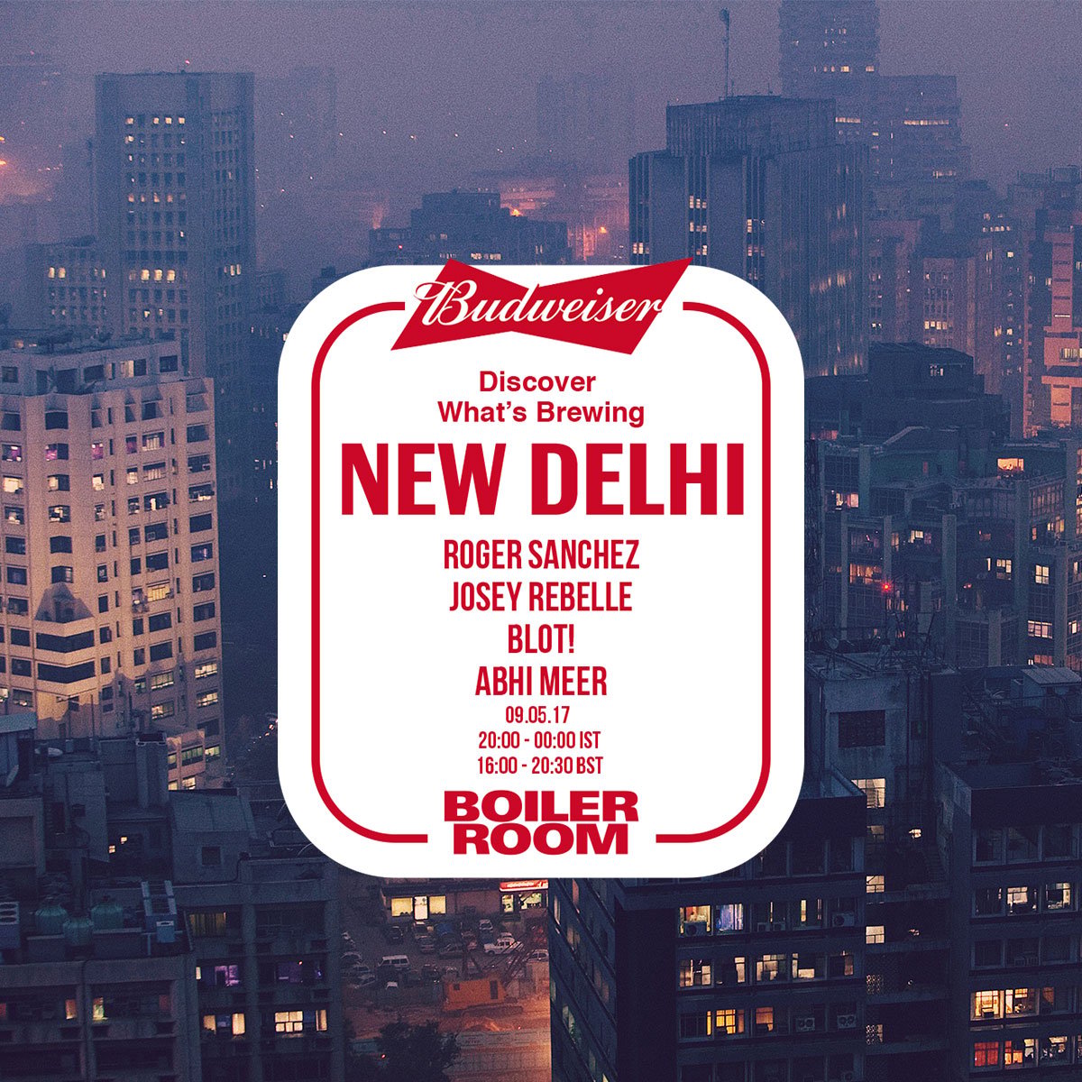 Flyer for event Budweiser New Delhi.