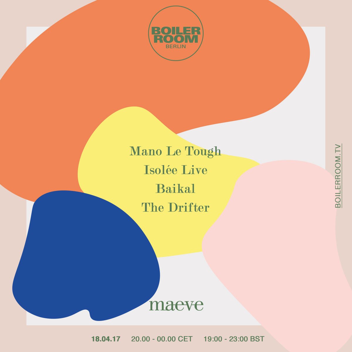 Flyer for event Boiler Room Berlin x Maeve Takeover.