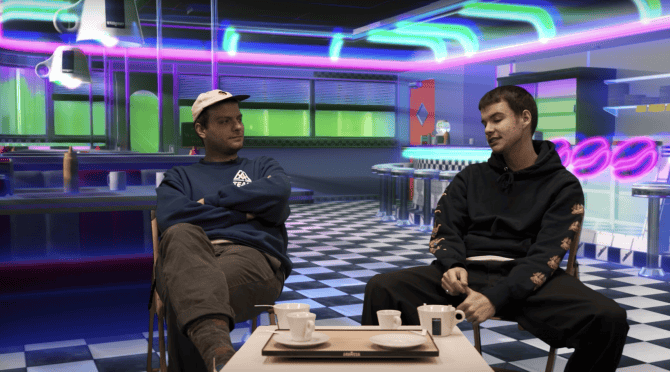 Photo of set Chatroom 12: Mac Demarco and Rex Orange County.