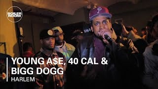 Flyer for event Young A$e, Nakim, Wiki, 40 Cal & Bigg Dogg Cypher at Boiler Room Harlem Rap Life.