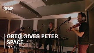 Flyer for event In Stereo: Greg Gives Peter Space.
