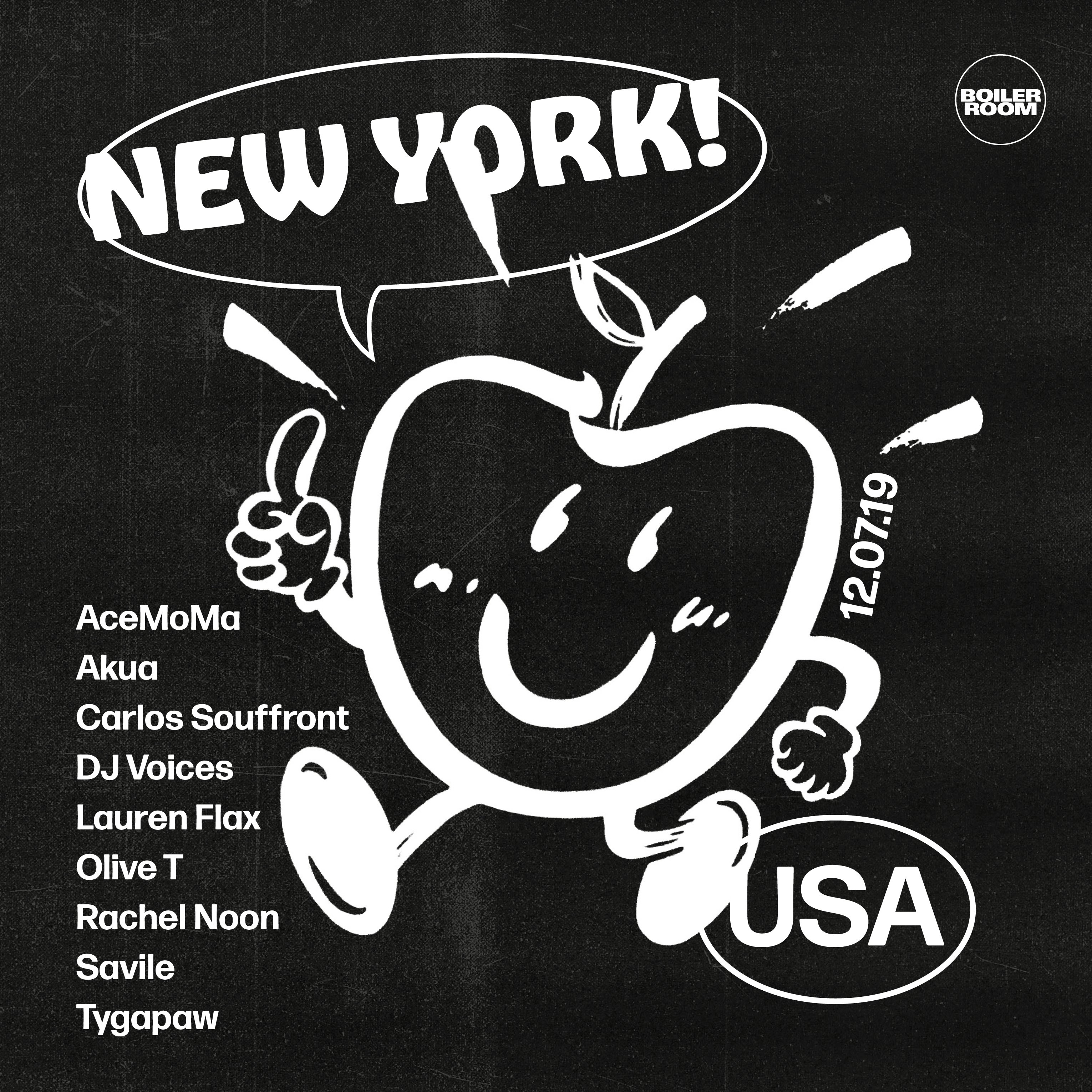 Flyer for event Boiler Room NYC: Warehouse Party.