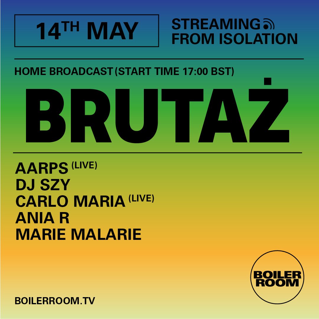 Flyer for event Streaming From Isolation with Brutaz.