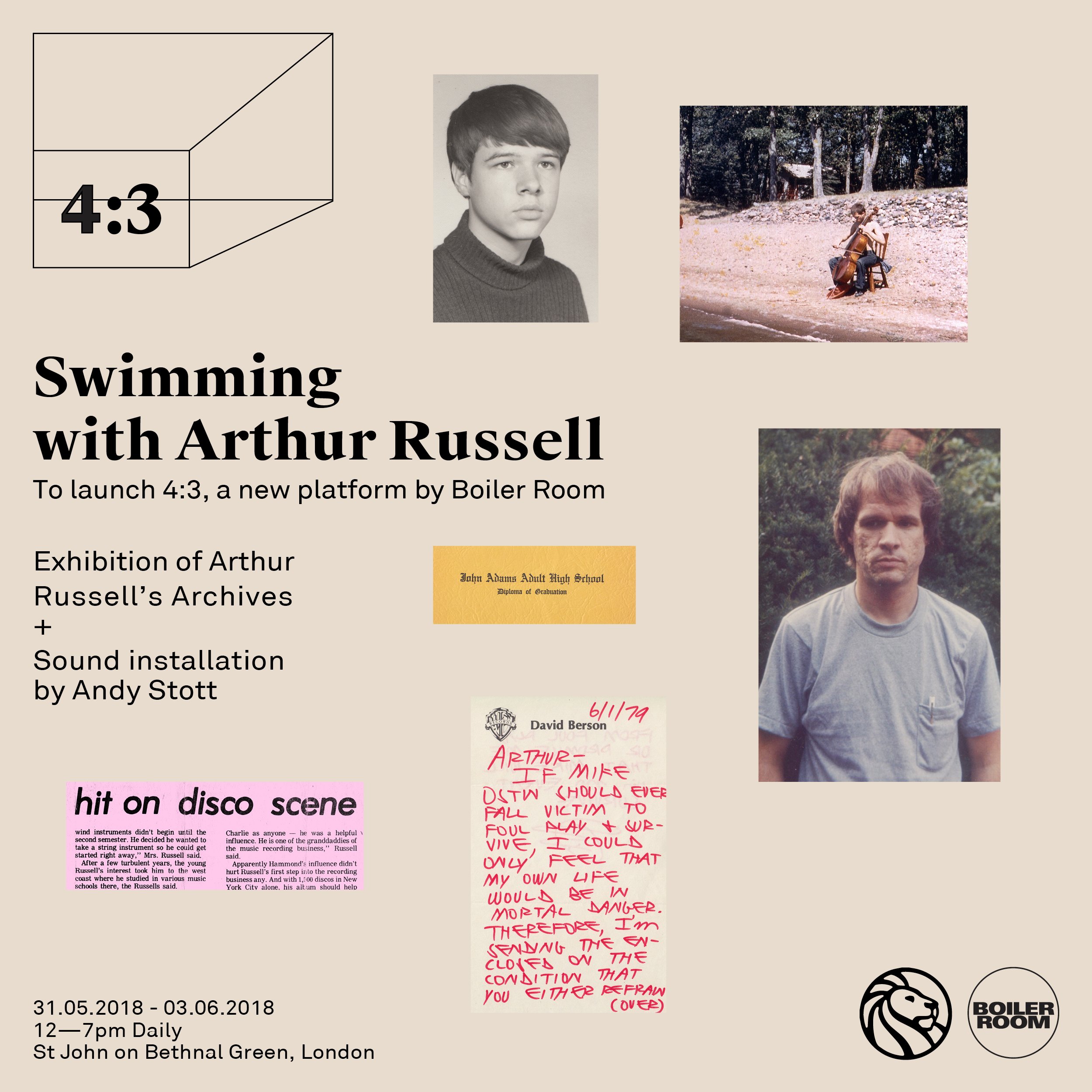 Flyer for event Swimming with Arthur Russell - Exhibition.