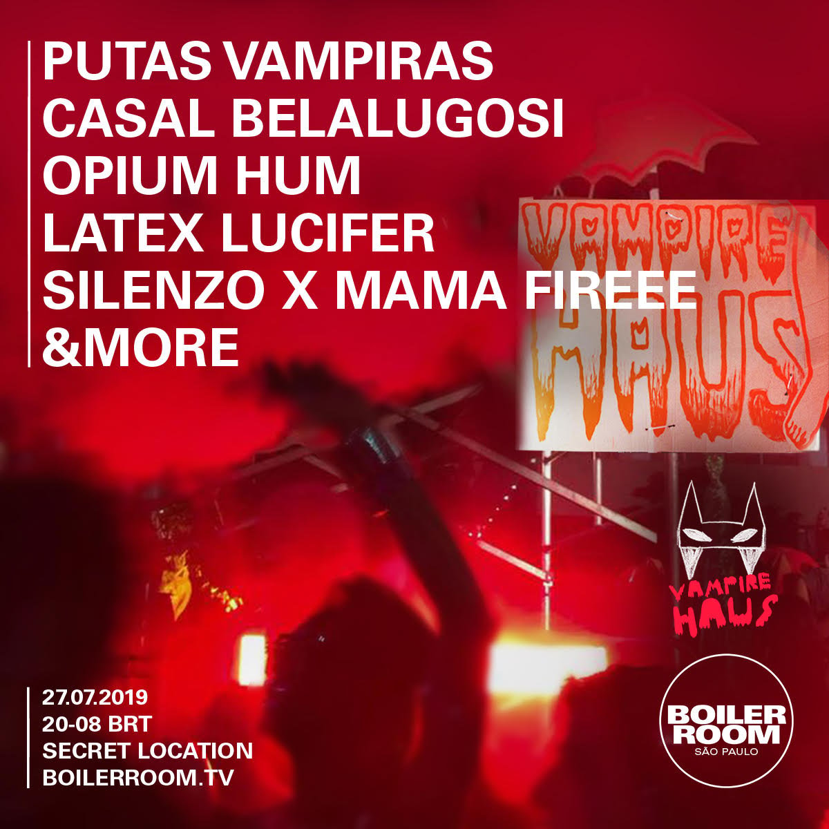 Flyer for event Boiler Room Sao Paulo: Vampire Haus.