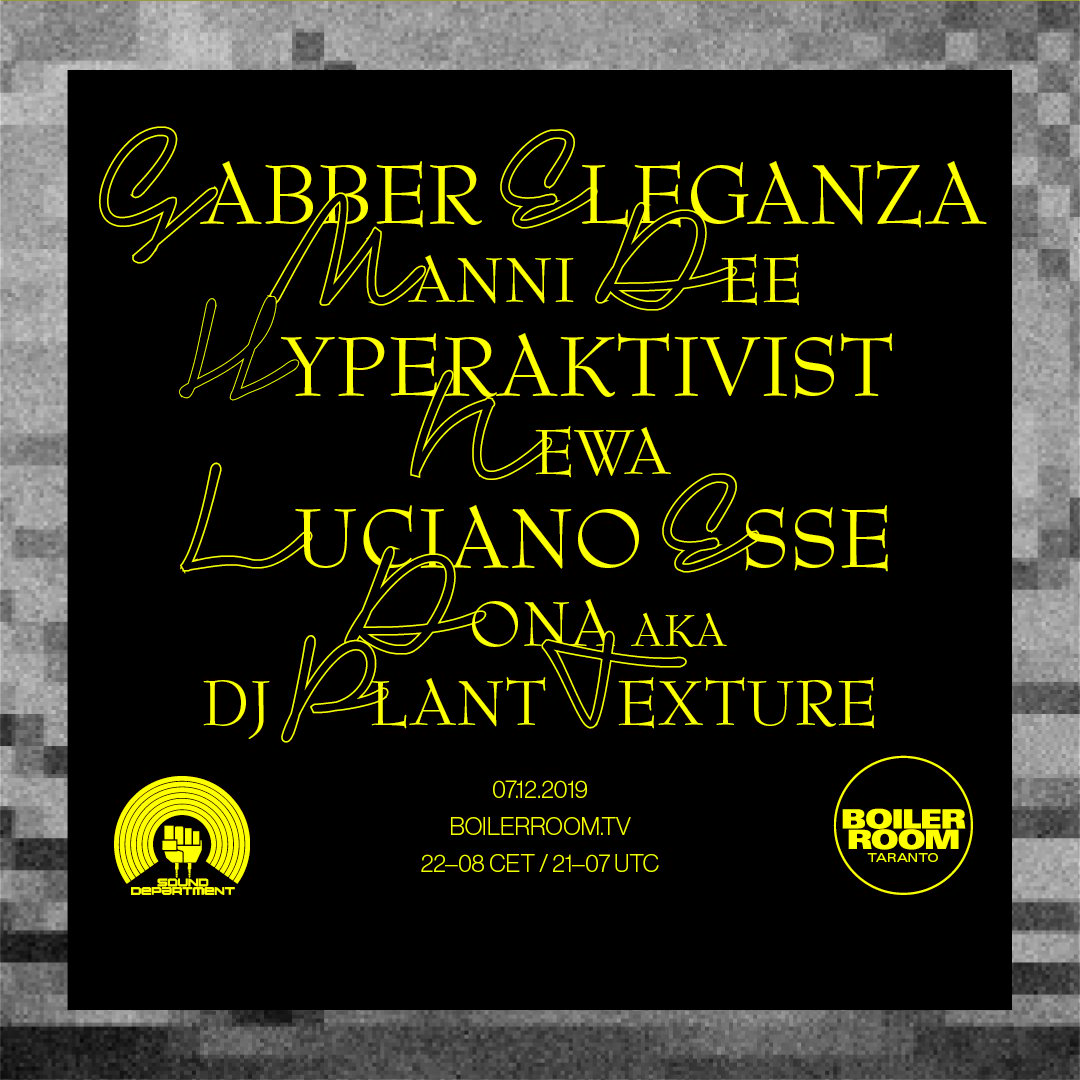 Flyer for event Boiler Room Taranto: Sound Department.