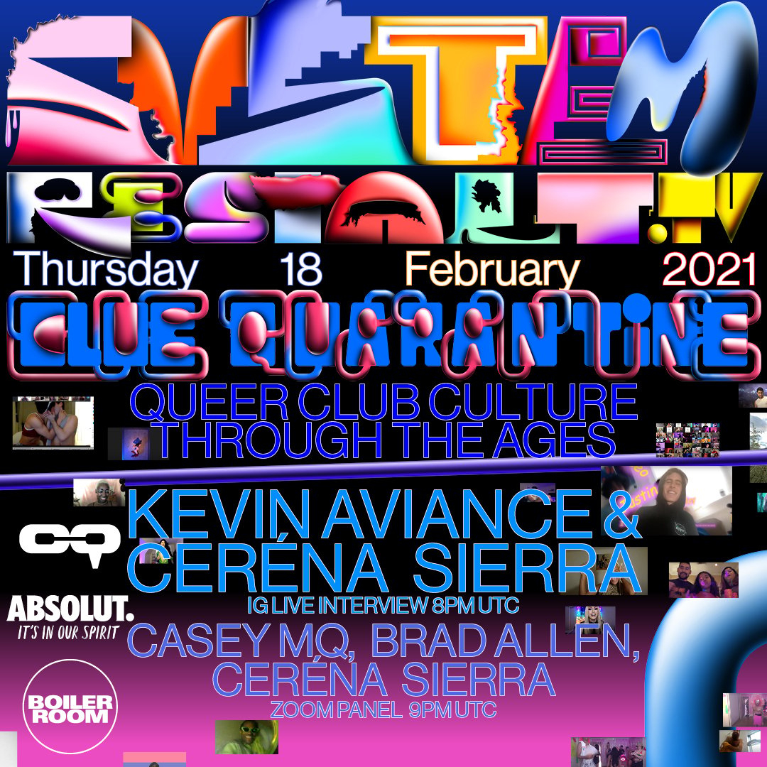 Flyer for event Club Quarantine: Queer Club Culture Through The Ages.