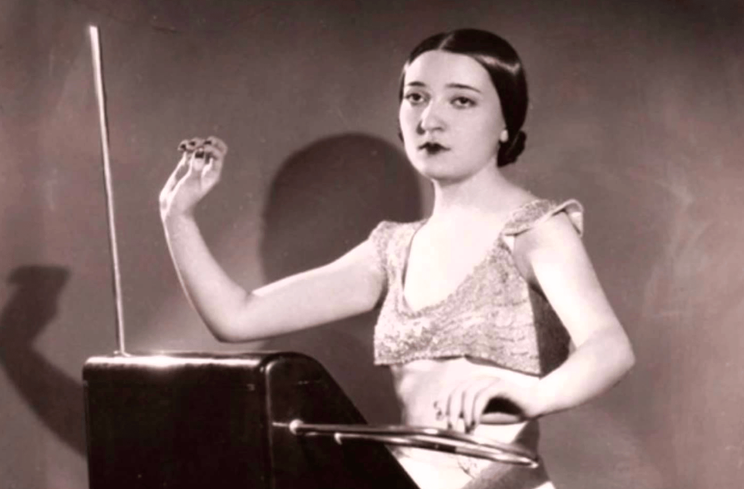 Flyer for event Clara Rockmore playing The Swan on theremin.