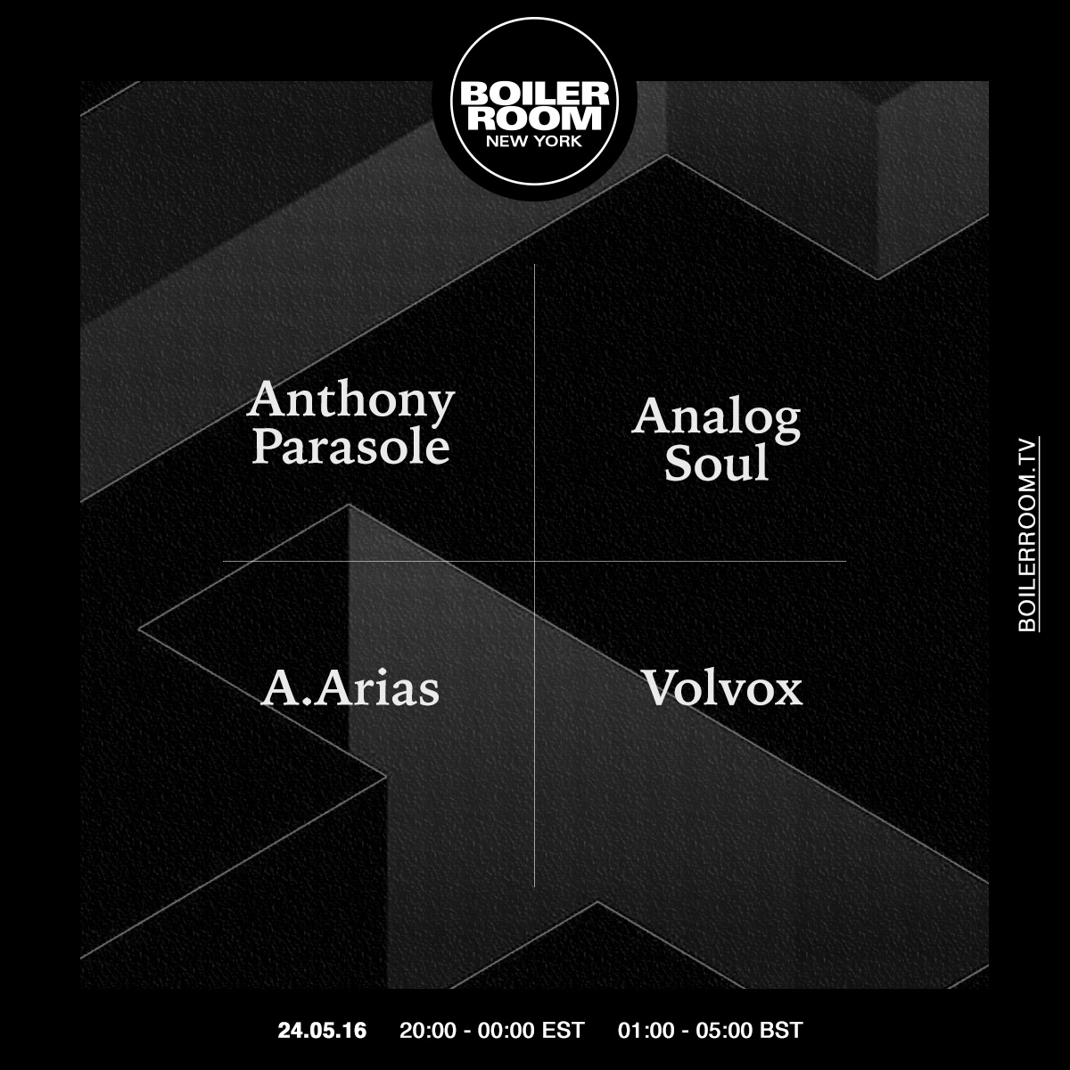New York: Anthony Parasole, Analog Soul, Volvox, A.Arias flyer