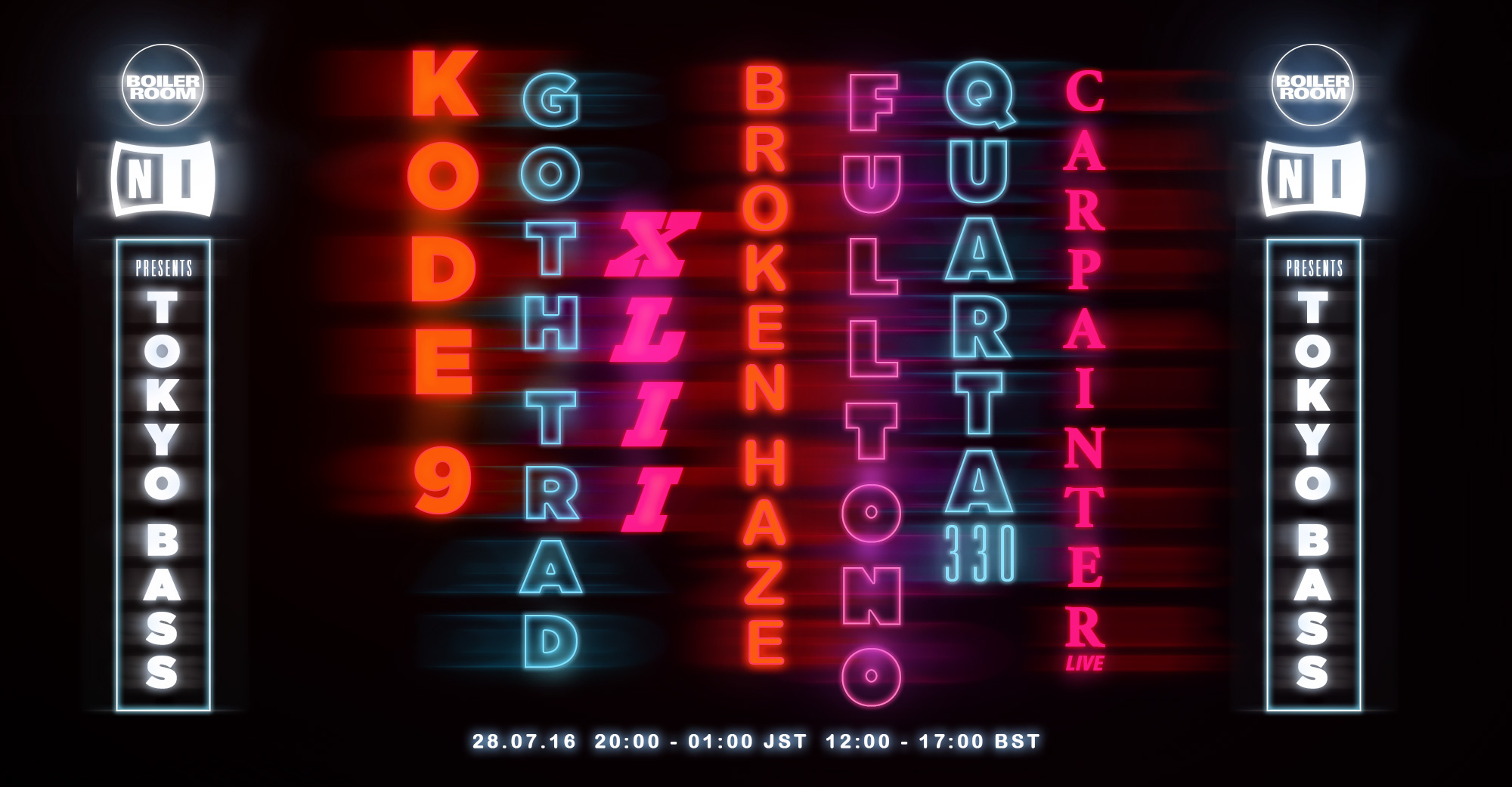 Tokyo Bass: Kode9, Goth-Trad, Broken Haze, XLII, Quarta 330, Fulltono, Carpainter flyer
