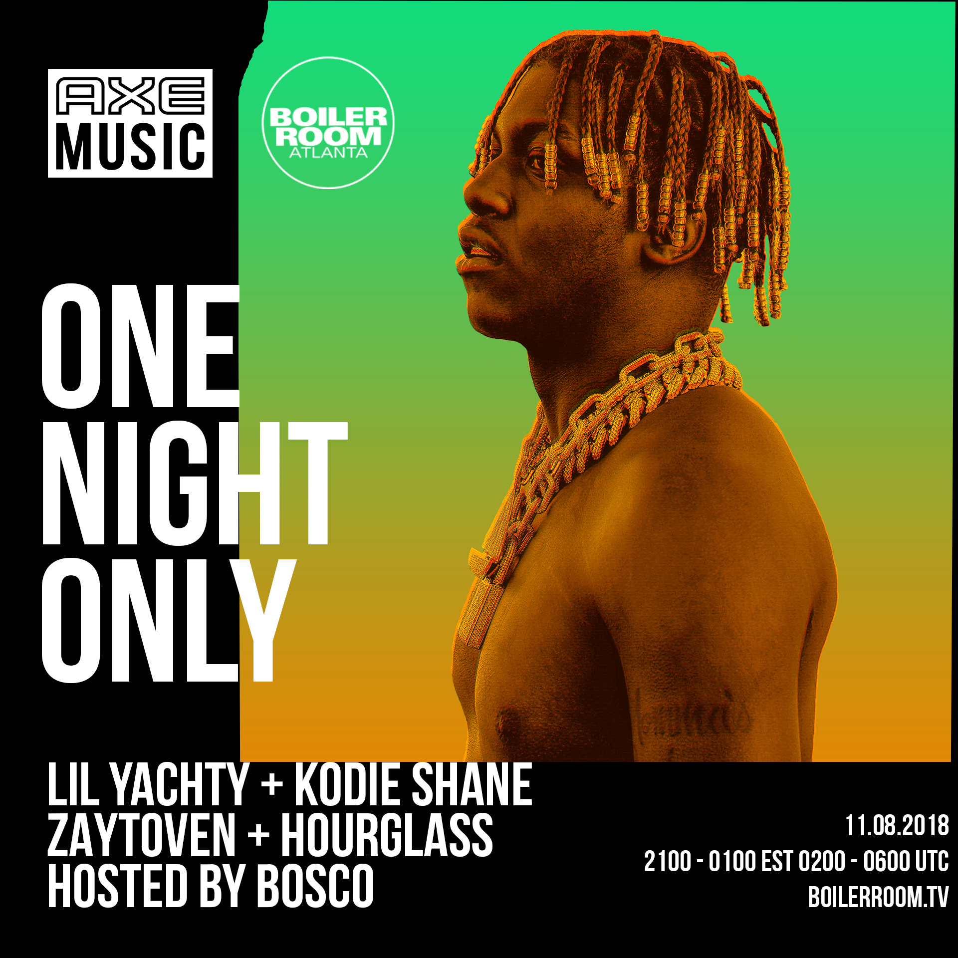 Boiler Room x AXE Music: One Night Only Atlanta flyer