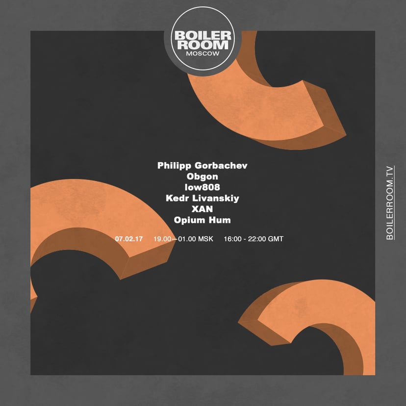 Flyer for event Boiler Room Moscow.