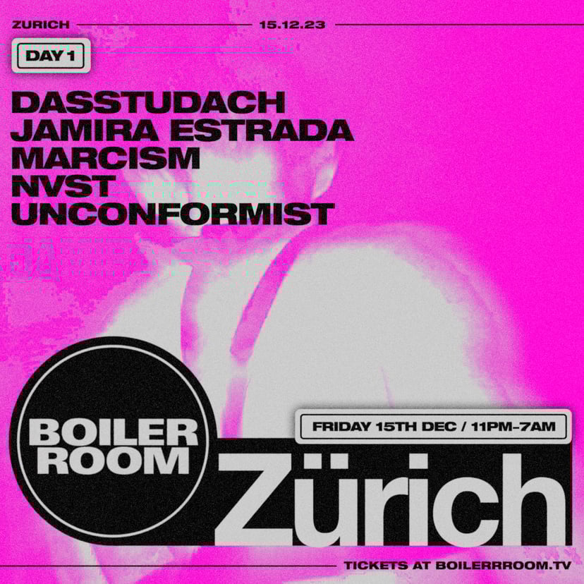 Flyer for event Boiler Room Zurich | Friday.