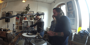 Photo of set Friendly Fires, Andrew Weatherall & Timothy J Fairplay.