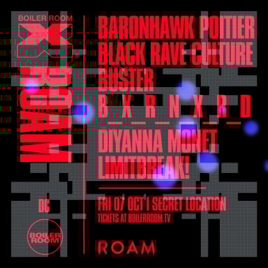 Flyer for event Boiler Room X ROAM: DC.