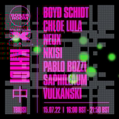 Flyer for event Boiler Room X Khidi: Tbilisi.