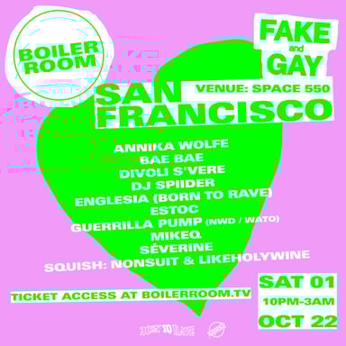 Flyer for event Boiler Room: San Francisco | Week 1.