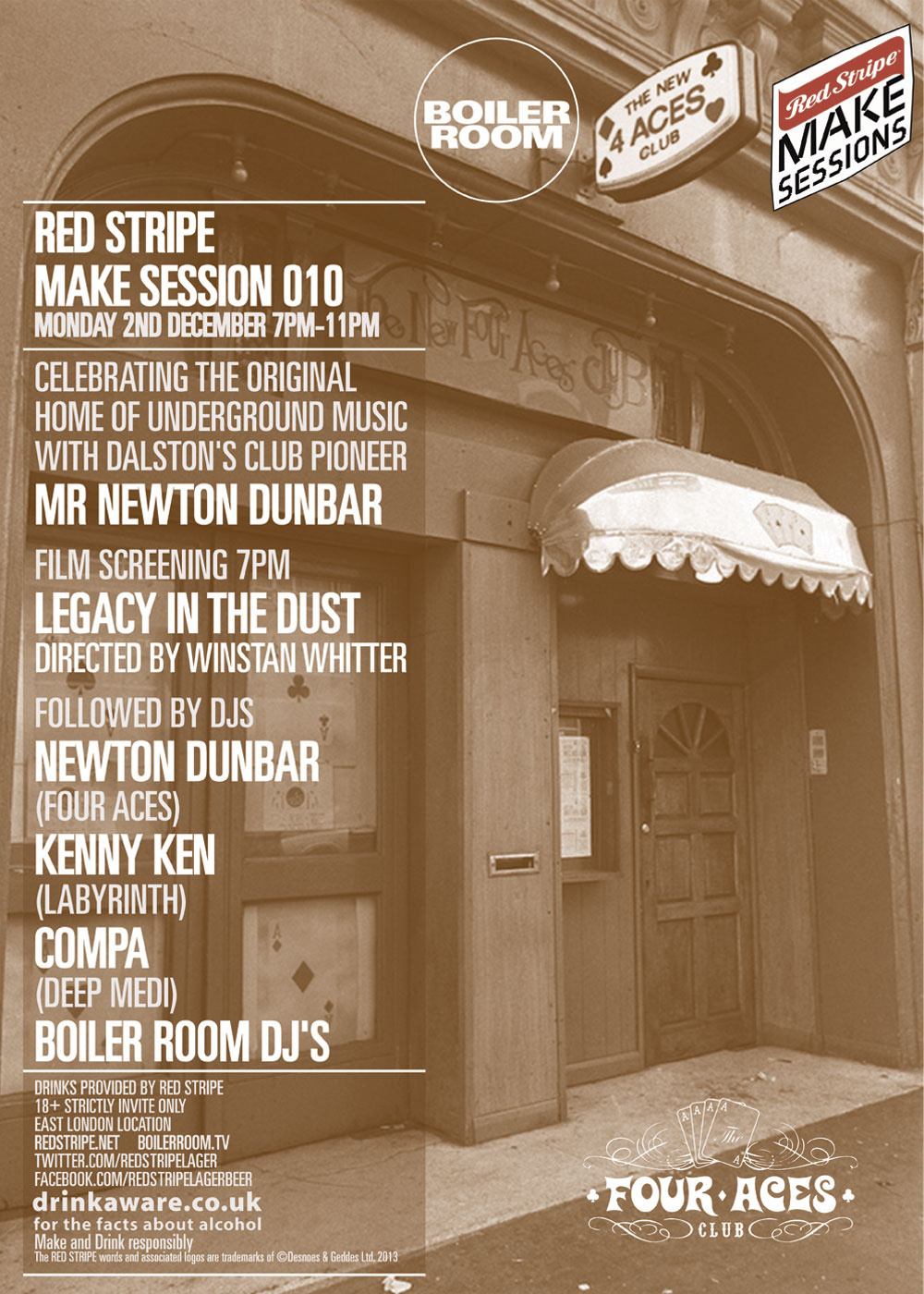 Flyer for event Red Stripe Make Session 010: Legacy In The Dust.