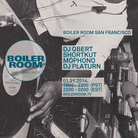 Flyer for event Boiler Room SF: DJ QBert + more.