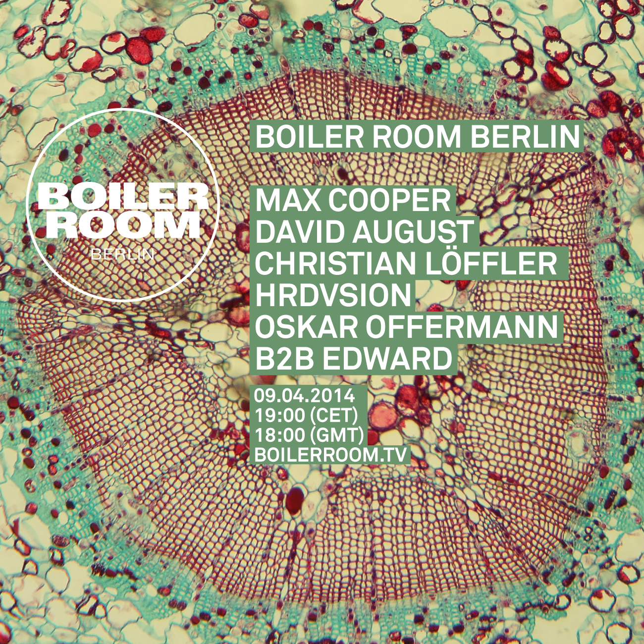 Flyer for event Berlin: Max Cooper, David August, Christian Löffler, Hrdvsion, Oskar Offermann b2b Edward.