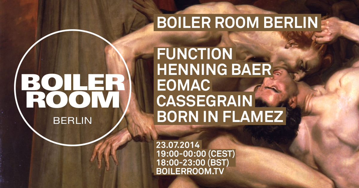 Flyer for event Berlin: Function, Henning Baer, Eomac, Cassegrain, Born in Flamez .