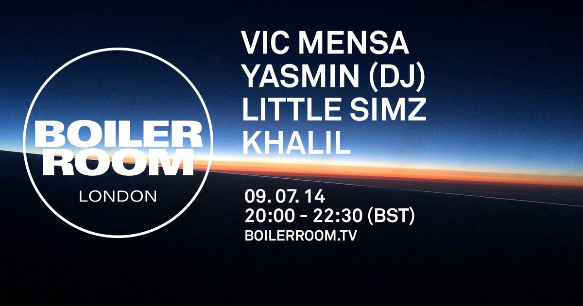 Flyer for event London: Vic Mensa, Yasmin (DJ), Little Simz, Khalil.