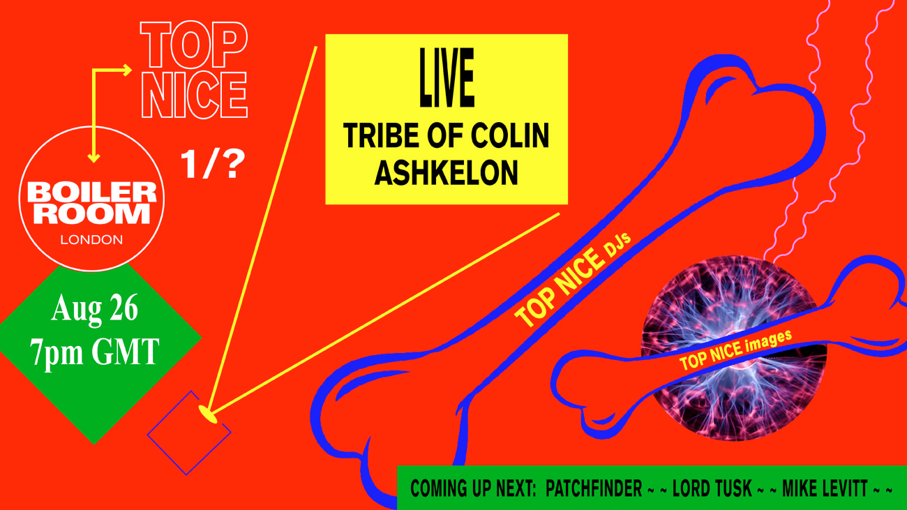 Flyer for event Boiler Room X Top Nice 001: Ashkelon & Tribe of Colin.