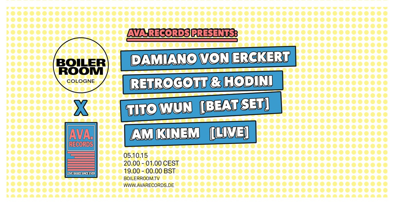 Flyer for event Boiler Room Cologne x Ava. Records.