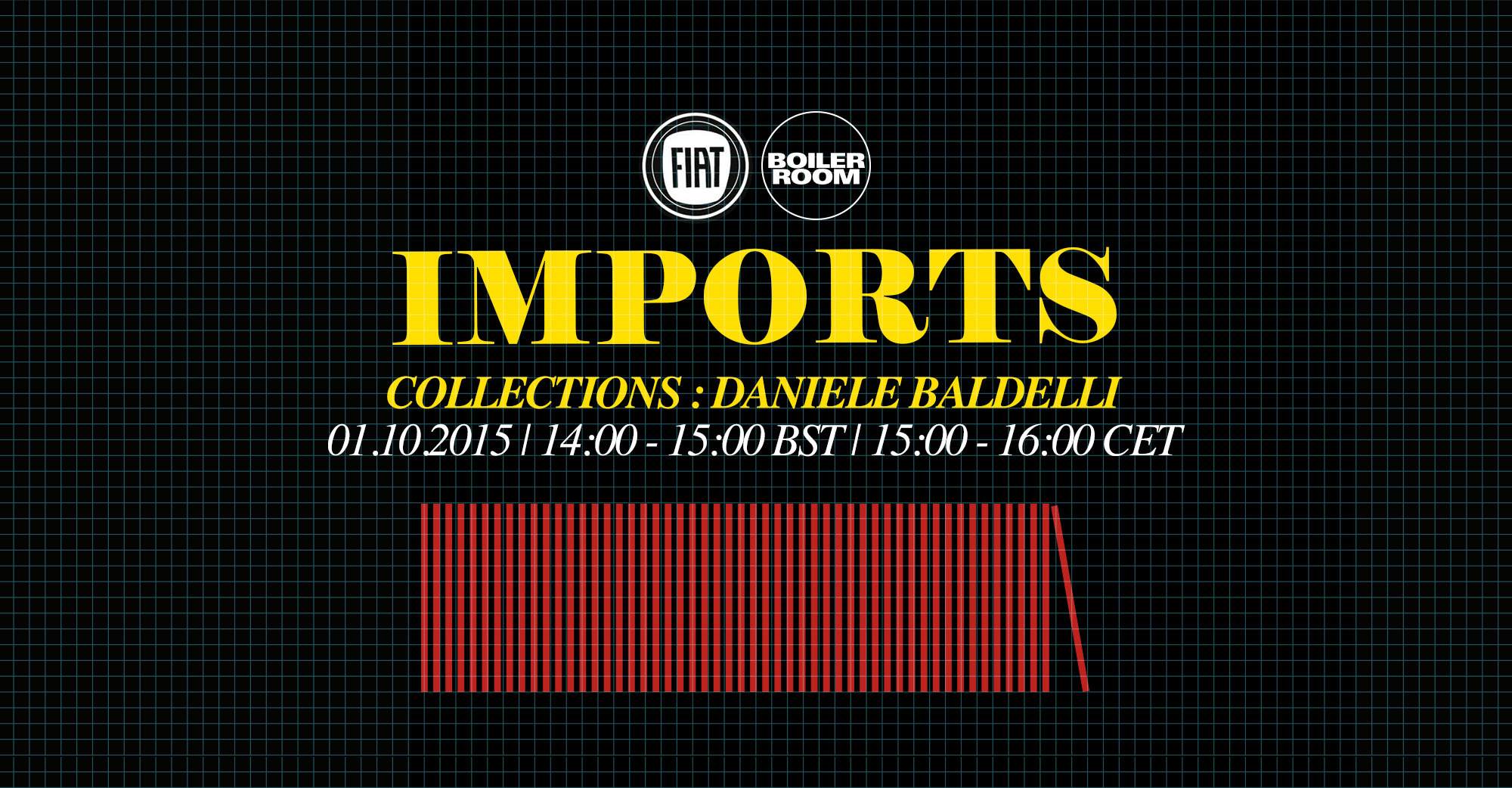 Flyer for event FIAT Imports – Collections: Daniele Baldelli.