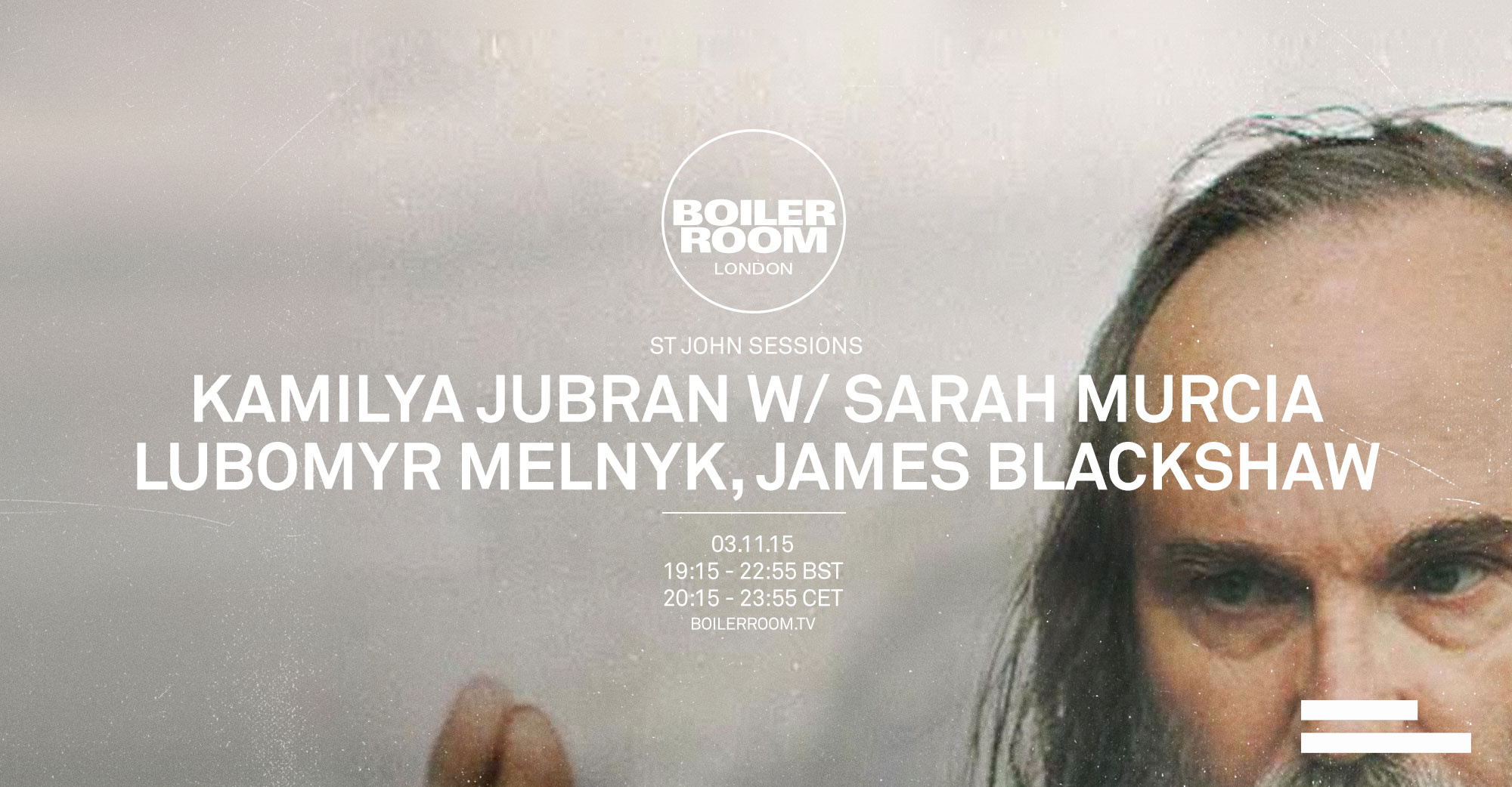 Flyer for event St John Sessions: Kamilya Jubran w/ Sarah Murcia, Lubomyr Melnyk & James Blackshaw.