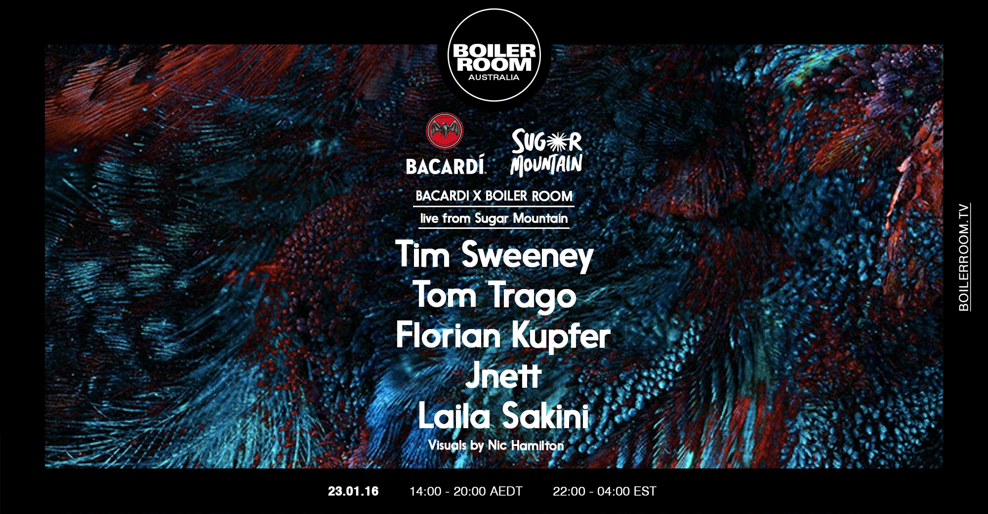 Flyer for event Boiler Room: Live from Sugar Mountain.