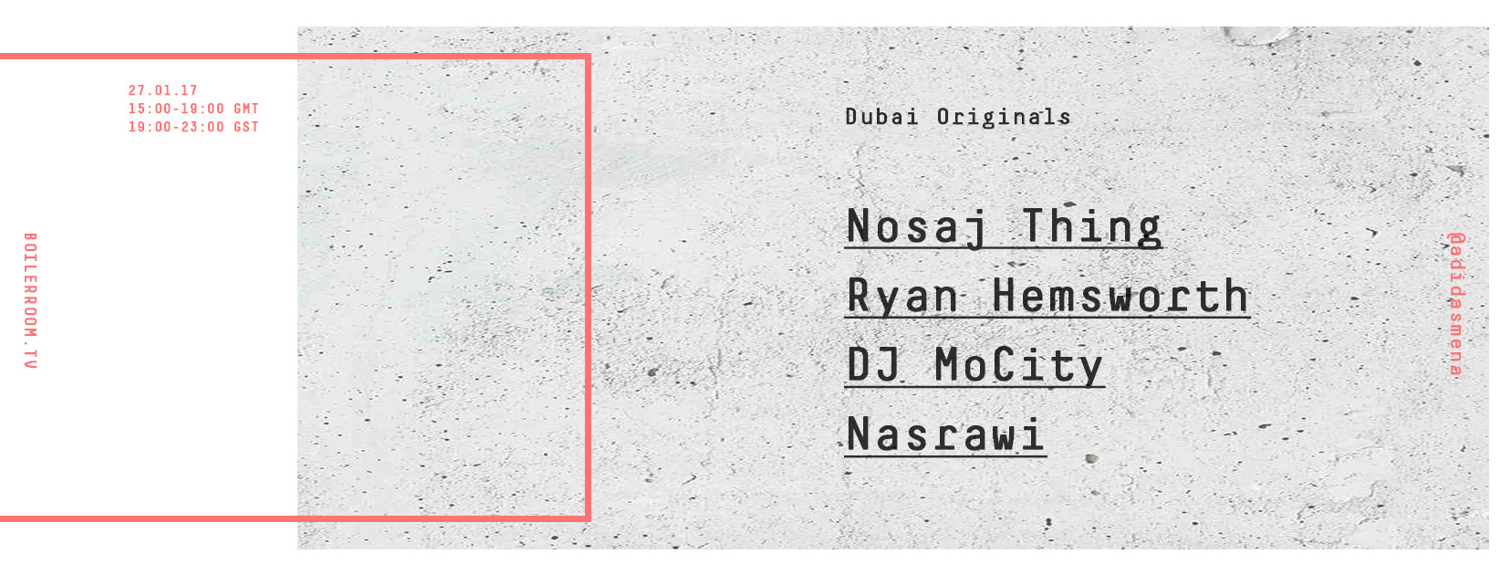 Flyer for event Boiler Room & adidas Originals: Dubai Originals.