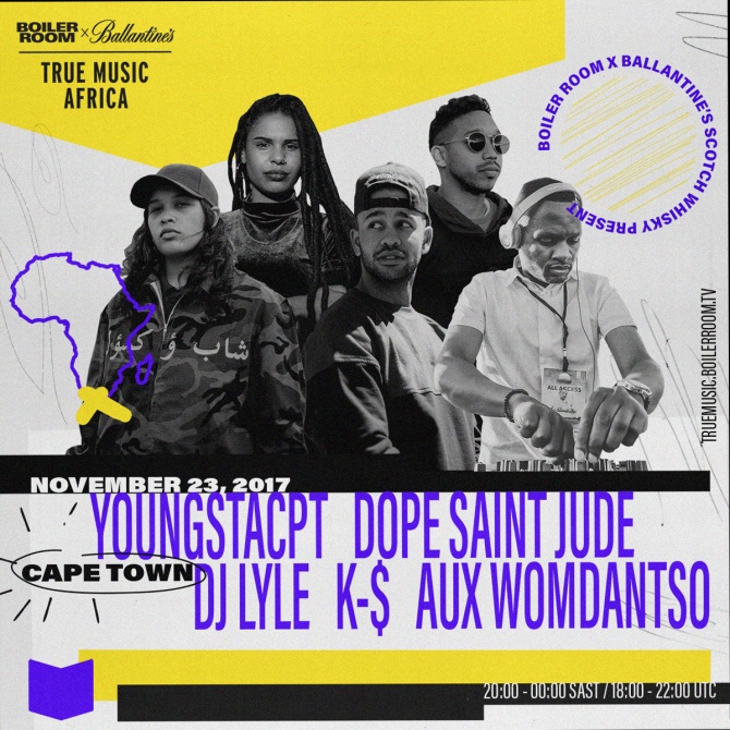 Flyer for event Boiler Room x Ballantine's - True Music Africa | Cape Town.