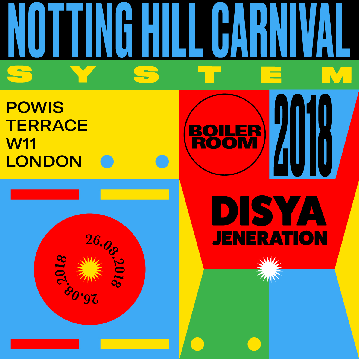 Flyer for event SYSTEM: NOTTING HILL CARNIVAL 2018.