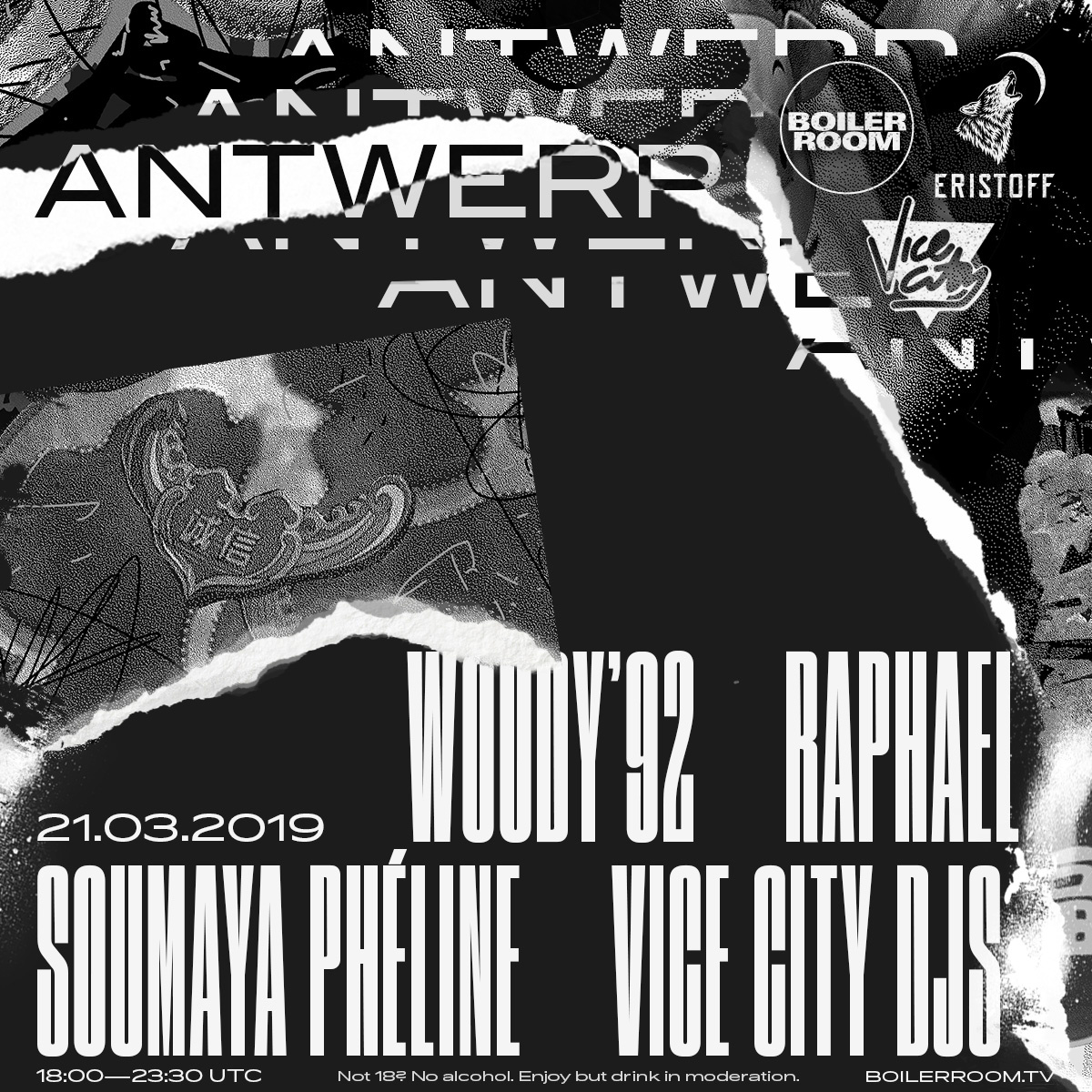 Flyer for event Boiler Room x Eristoff x Vice City: Antwerp.