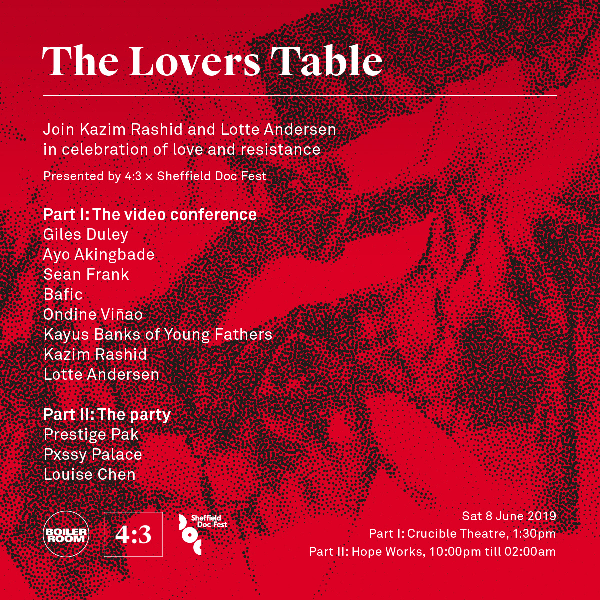 Flyer for event 4:3 x Sheffield Doc Fest: The Lovers Table.