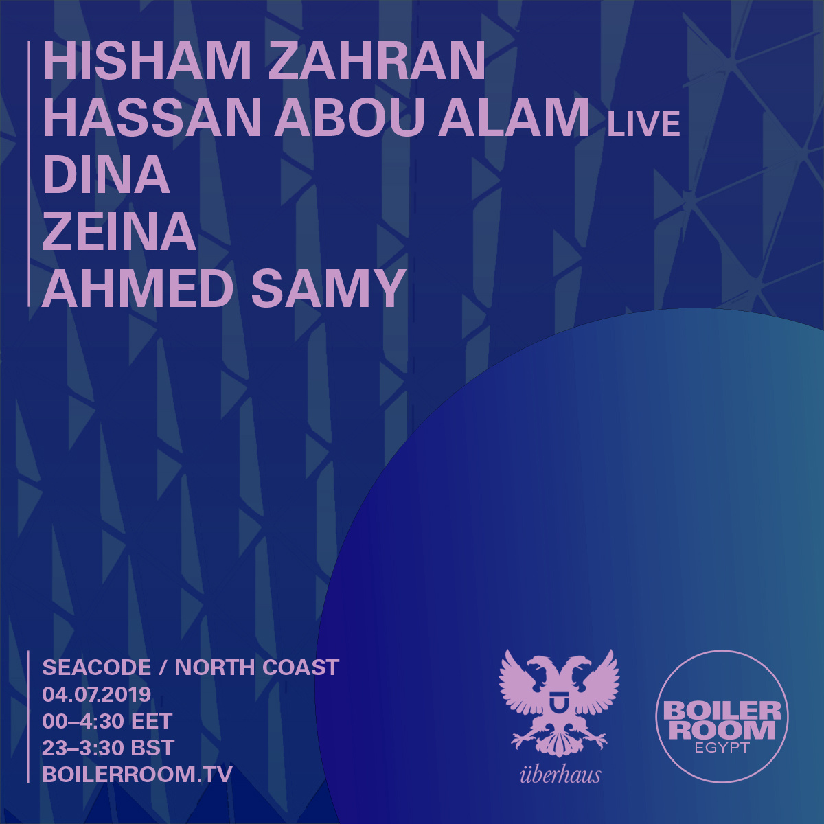 Flyer for event ÜBERHAUS EGYPT.