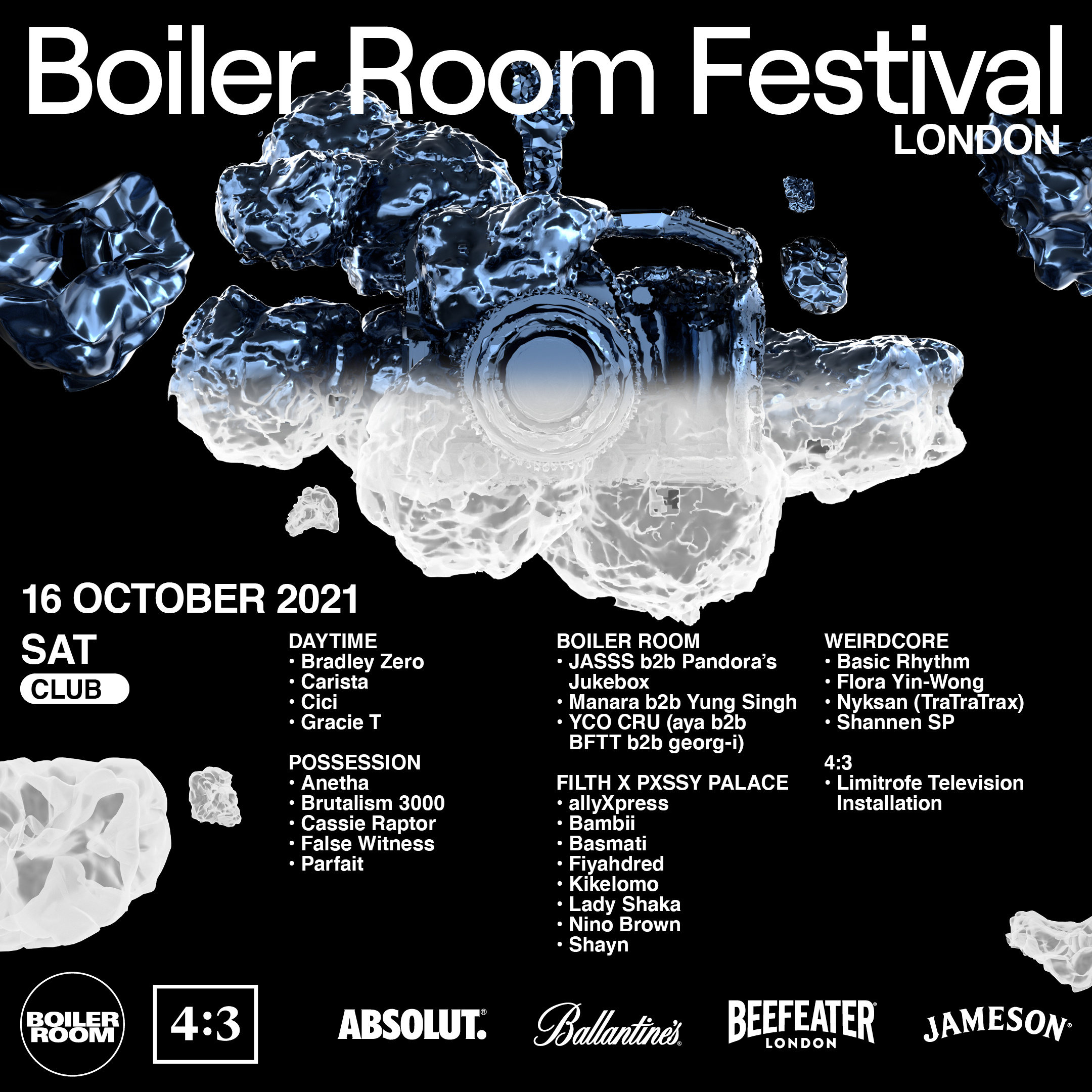 Flyer for event Sat: Club | Boiler Room Festival London.