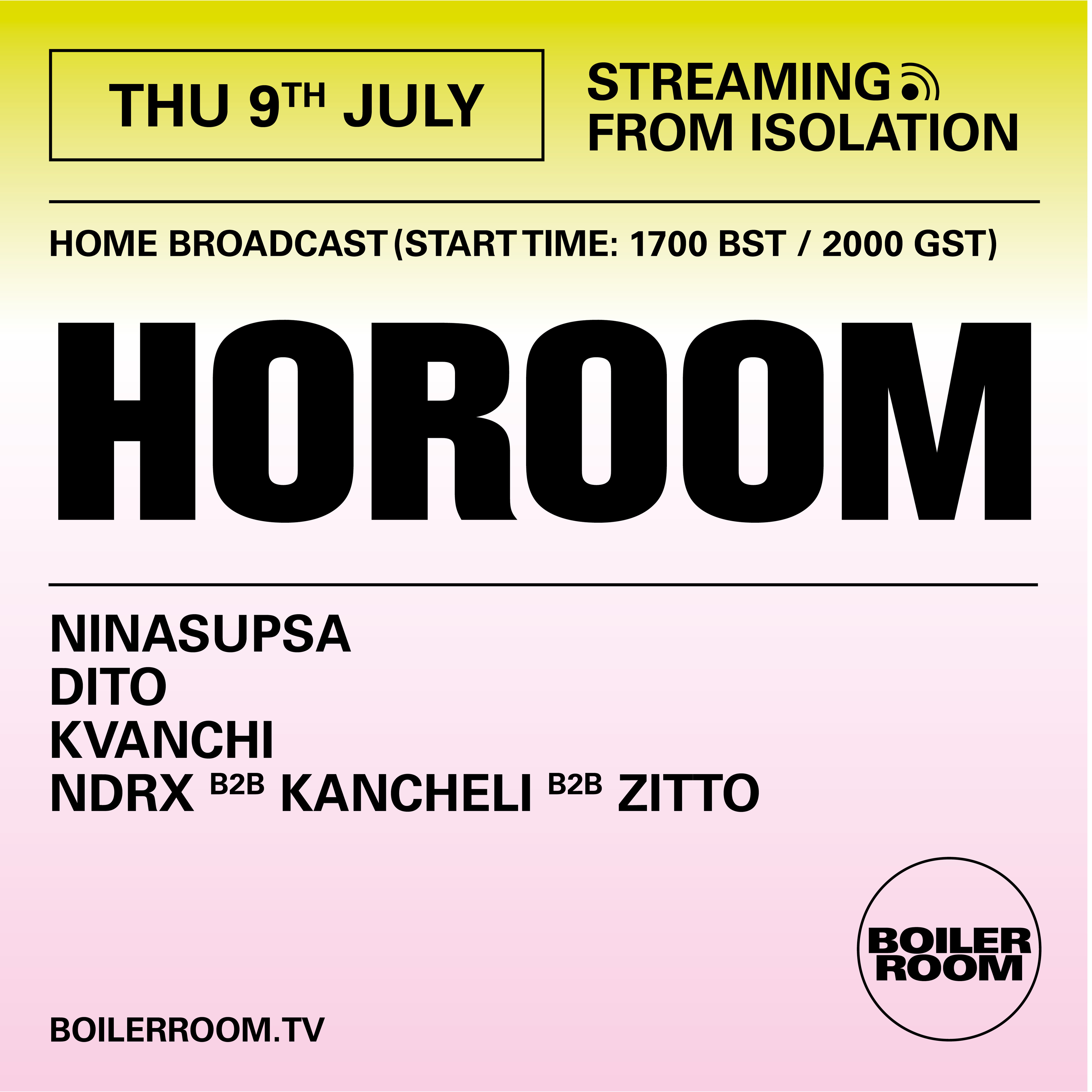 Flyer for event Streaming From Isolation with Horoom.