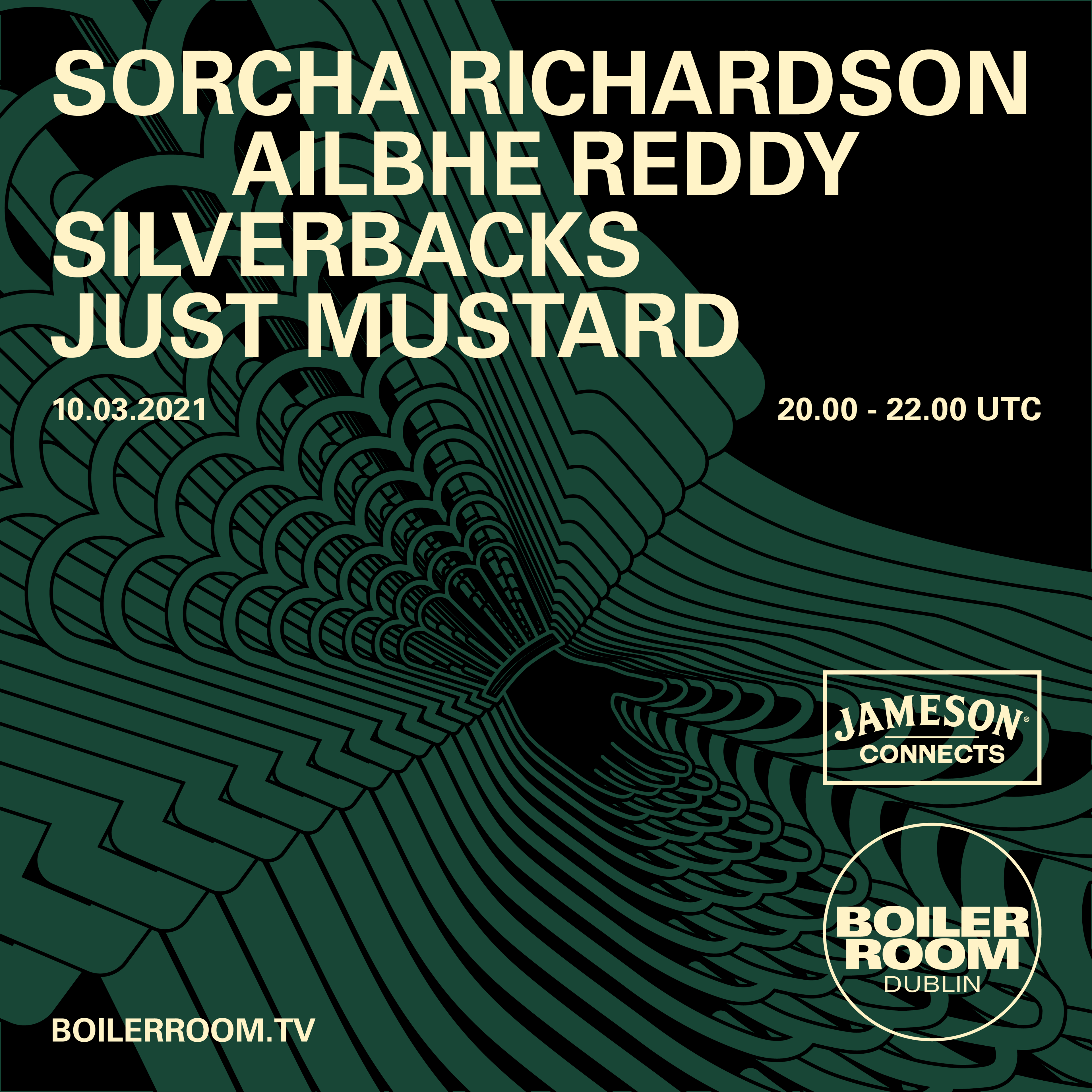 Flyer for event JUST MUSTARD, SILVERBACKS, ALIBHE REDDY & SORCHA RICHARDSON WITH JAMESON CONNECTS.