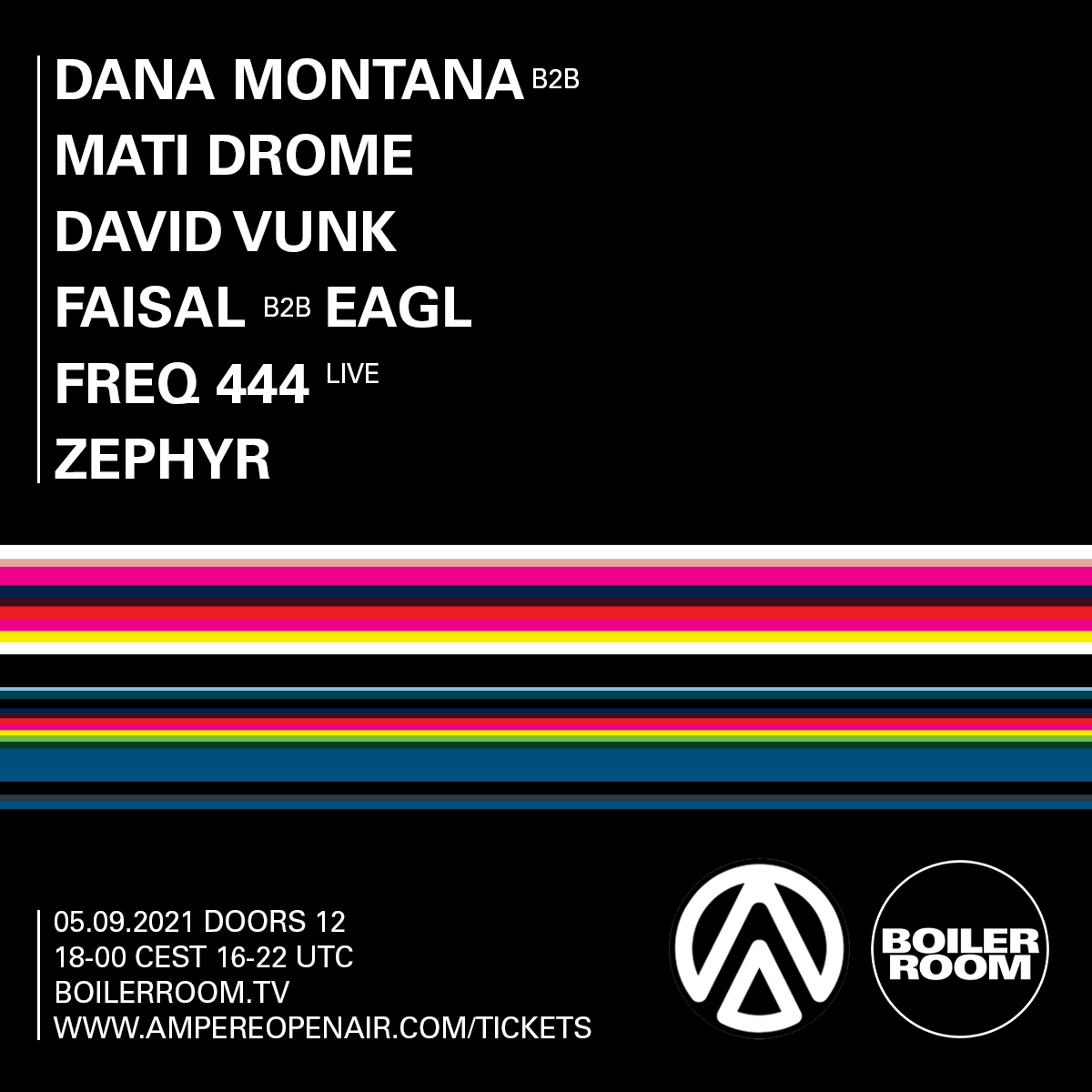 Flyer for event Boiler Room x Ampere Open Air 2021.