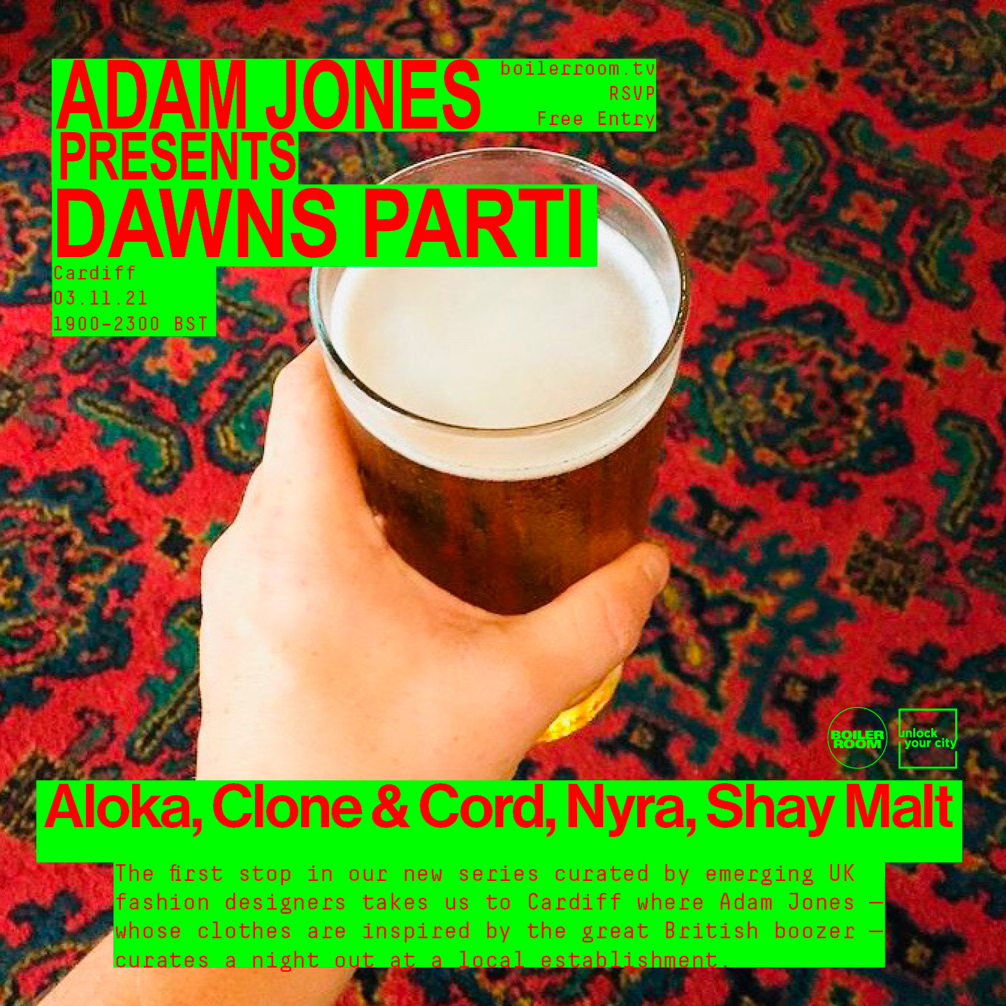 Flyer for event Adam Jones presents DAWNS PARTI | BR x UYC: Cardiff.