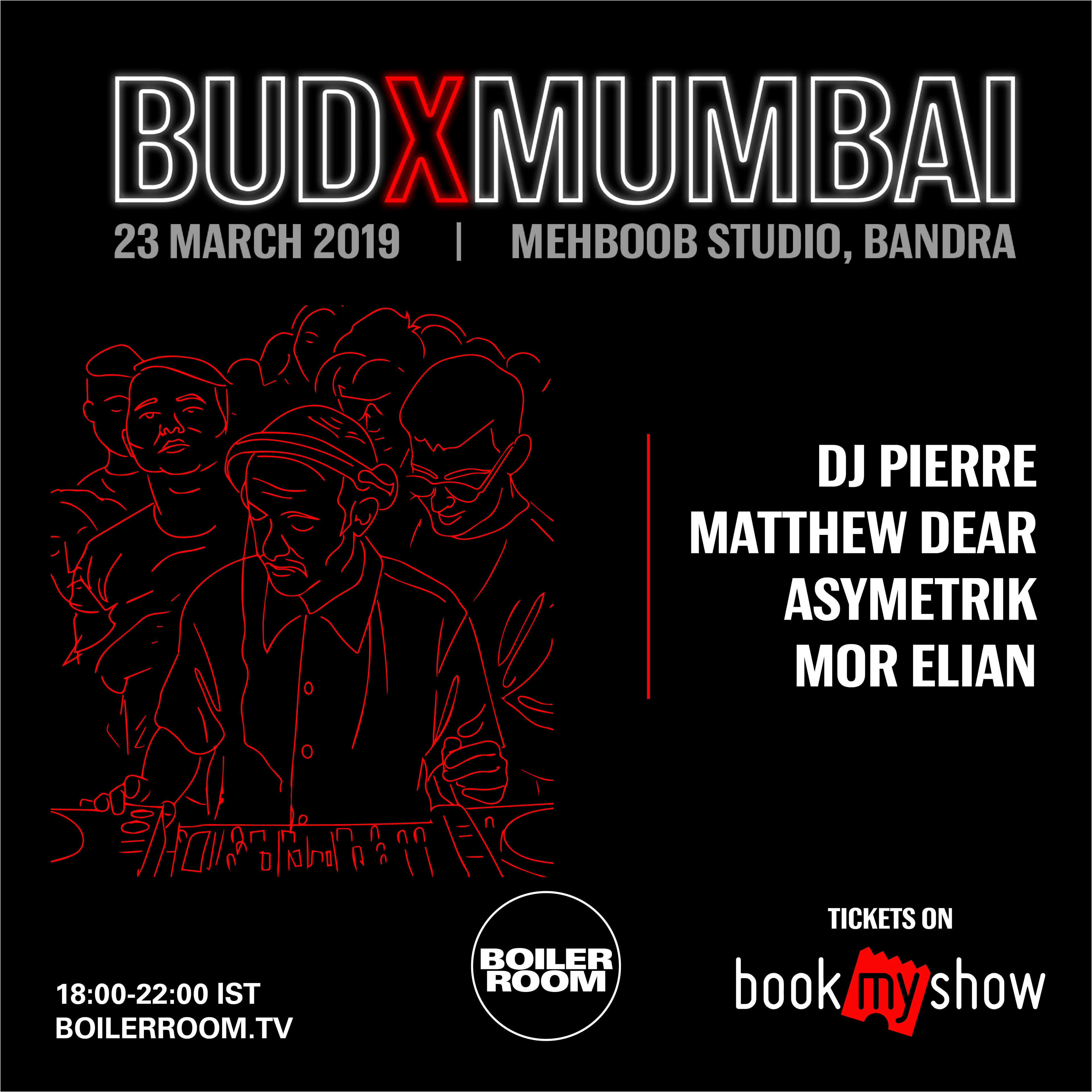 Flyer for event Boiler Room at Bud X Mumbai 2019.