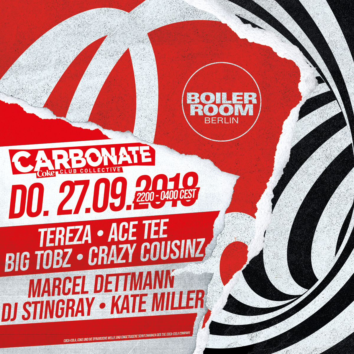 Flyer for event Boiler Room Berlin x Carbonate.