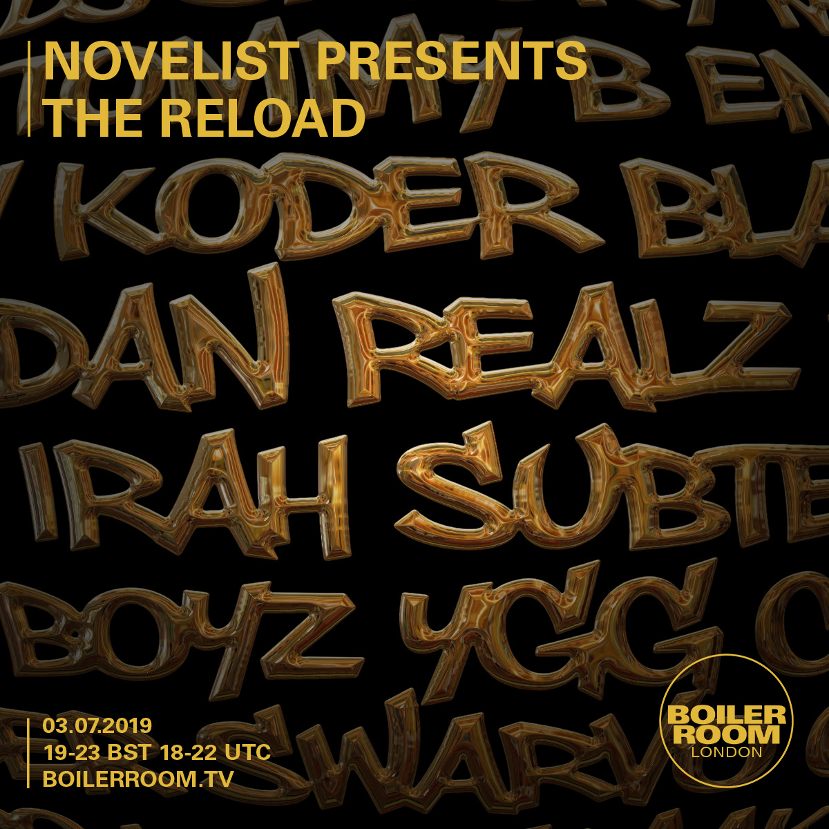 Flyer for event Novelist Presents The Reload.