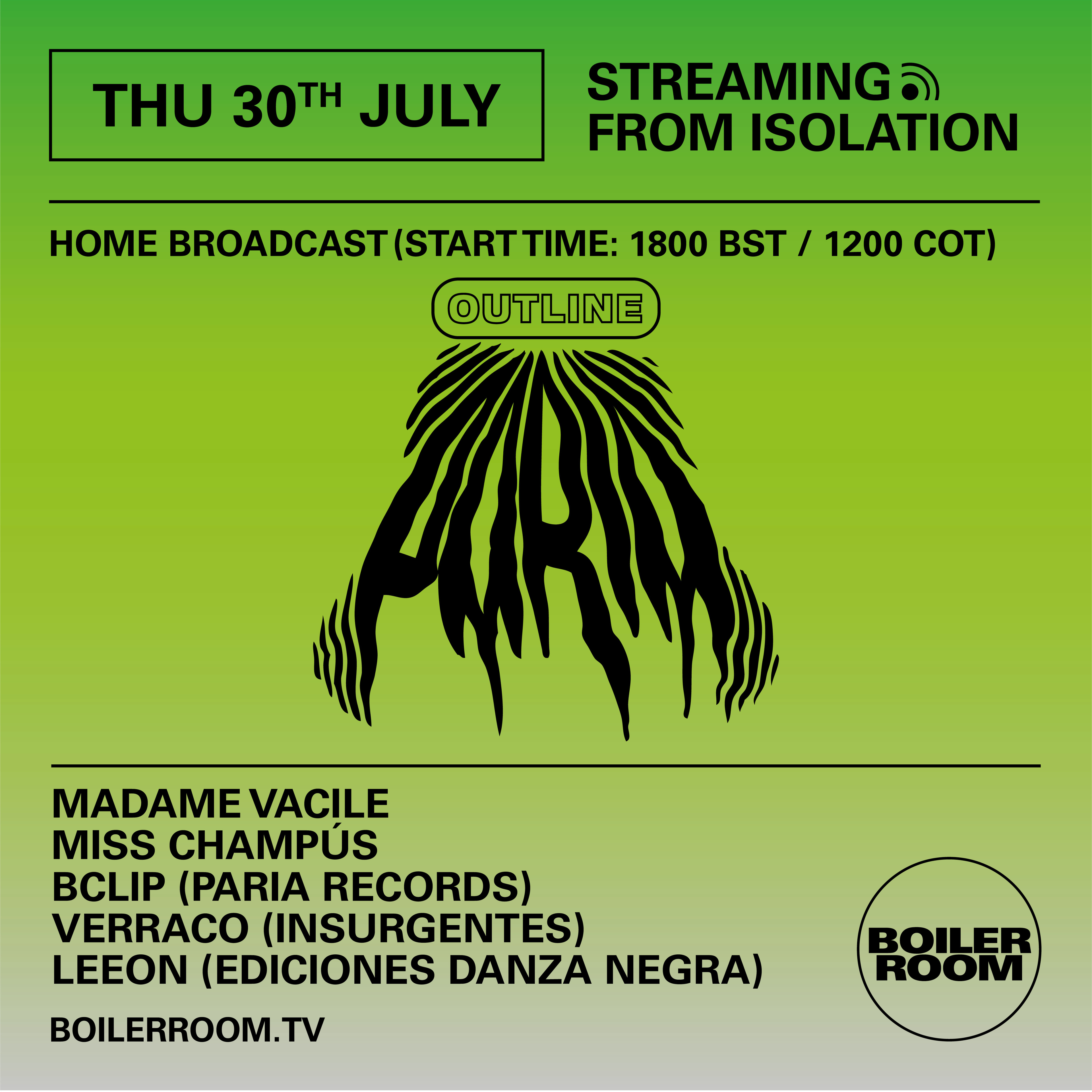 Flyer for event Streaming From Isolation with Paria Records.