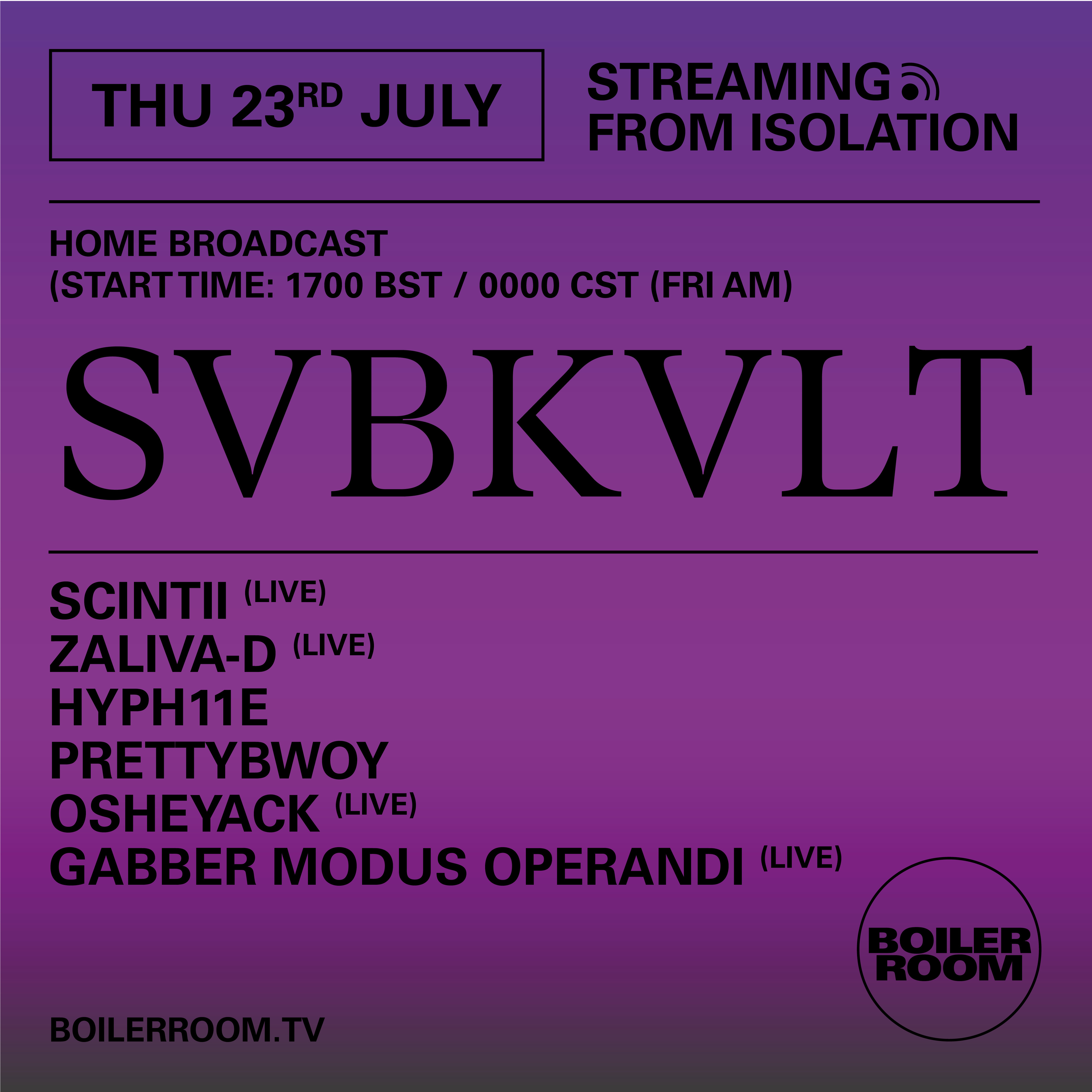 Flyer for event Streaming From Isolation with SVBKVLT.