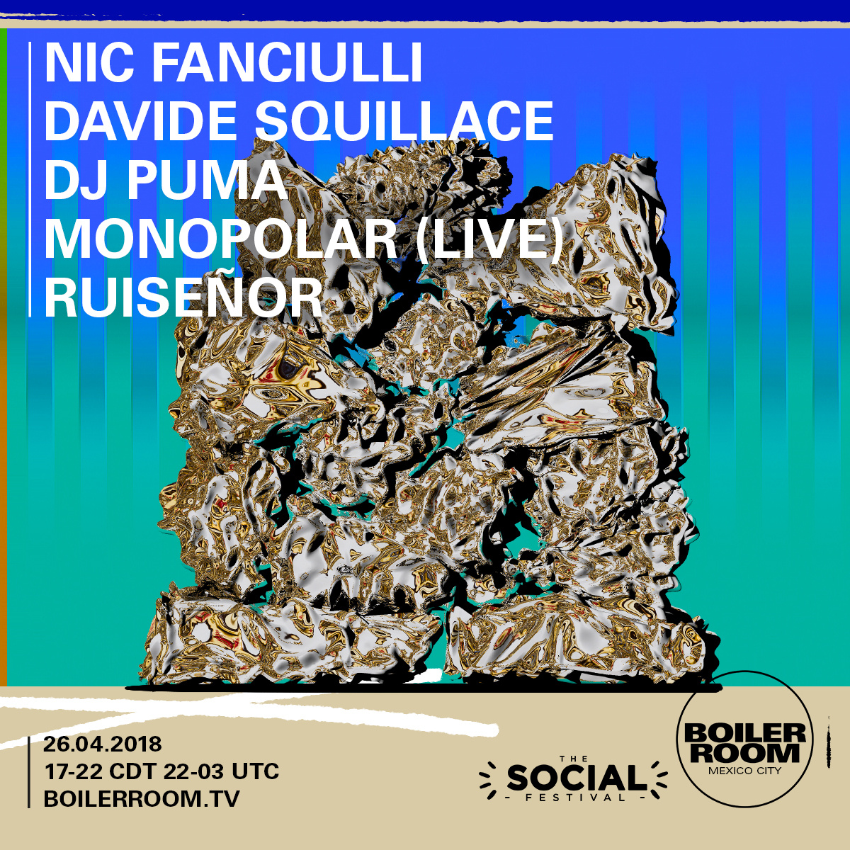 Flyer for event Boiler Room Mexico City: The Social Festival.